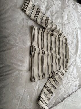 Madewell Cream, Brown & Black Striped Crewneck Sweater